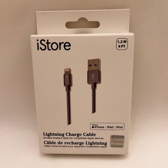 iStore Lightning Charge Cable 4 Foot / 1.2 Meter Space Grey Charge & Sync Cable - Picture 1 of 7